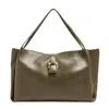 Ferragamo Flap Tote Leather Bag In Green