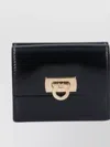 Ferragamo Flap Wallets With Gold-tone Hardware In Black