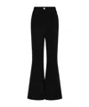 Ferragamo Striped Flared Velvet Trousers In Black