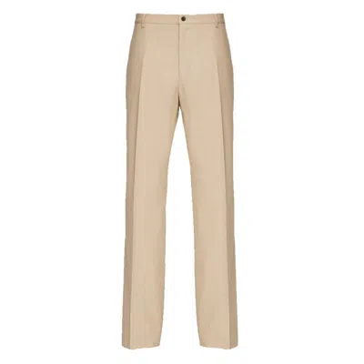 Ferragamo Flared Cotton Chino Trousers In Neutral