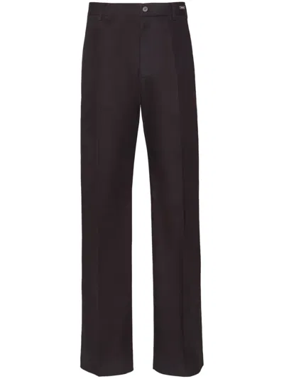 Ferragamo Flared Cotton Chino Trousers In Black