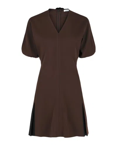 Ferragamo Flared Mini Dress In Brown