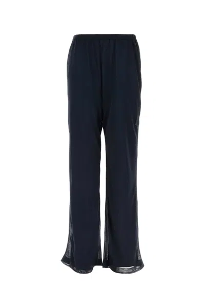 Ferragamo Flared Polyester Trousers In Blue