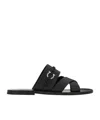 Ferragamo Man Sandals Black Size 8.5 Leather In Black