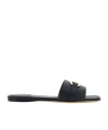 Ferragamo 'leah' Black Sandals With Gancini Plate On Front In Black
