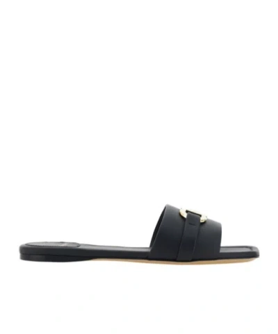 Ferragamo Black Gancini Slippers