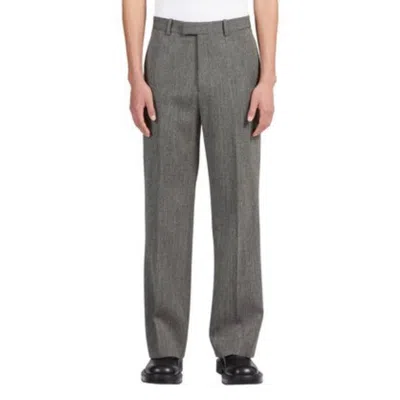 Ferragamo Flat Front Tailored Trousers In Gray