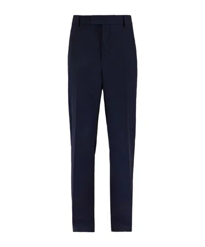 Ferragamo Flat Front Trouser In Blue