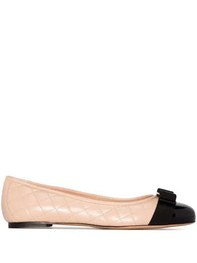 Ferragamo Quilted Ballerina Shoes In Neutrals