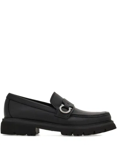 Ferragamo Almond Toe Chunky Sole Loafer In Black