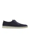 Ferragamo Navy Blue Laceless Sneakers In Blue