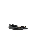 Ferragamo Ballerina Woman Ballet Flats Black Size 9.5 Calfskin In Black