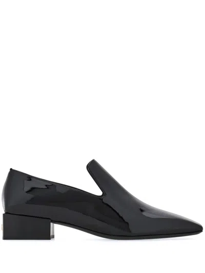 Ferragamo Carmelita Patent Leather Tuxedo Loafers In Black