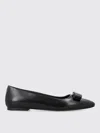 Ferragamo Black Leather Siwar Ballerina Flats In Schwarz