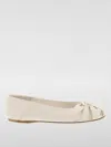 Ferragamo Gancini Ornament Flat Ballerina Shoes In Cream