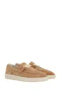 Ferragamo New Vara Buckle Suede Loafer In Light Camel