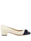 Ferragamo Vara Leather Pumps In Midnight || Mascarpone || Napp