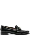 Ferragamo Patented Leather Loafers In Nero/biscotto