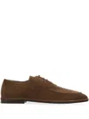 Ferragamo Camel Brown Suede Derby In T.moro