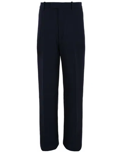 Ferragamo Flat-front Wool Trouser In Black