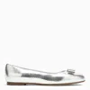 Ferragamo Varina Womens Leather Slip On Ballet Flats In Metal