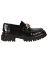 Ferragamo Gancini Hook-buckle Leather Loafers For Women In Black