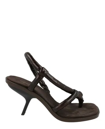 Ferragamo Fleur Leather Sandals In Brown