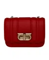 Shop Ferragamo Flip Chain Shoulder Bag In Red