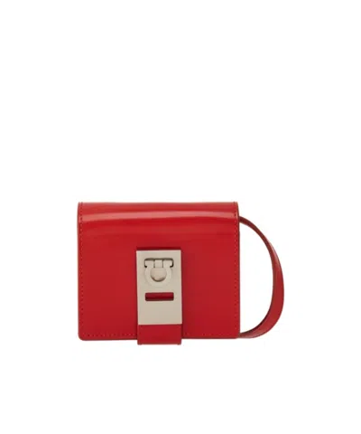 Ferragamo Flip Mini Wallet In Red