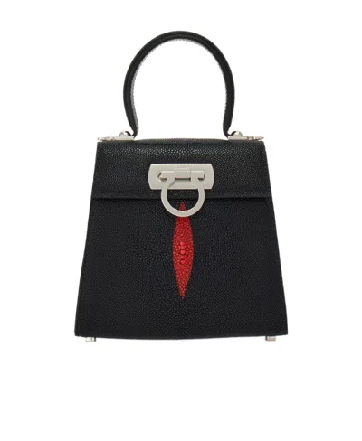 Ferragamo Flip Shoulder Bag In Black