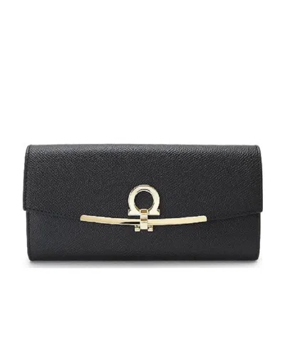 Ferragamo Flip-top Gancini 'wallet In Brown