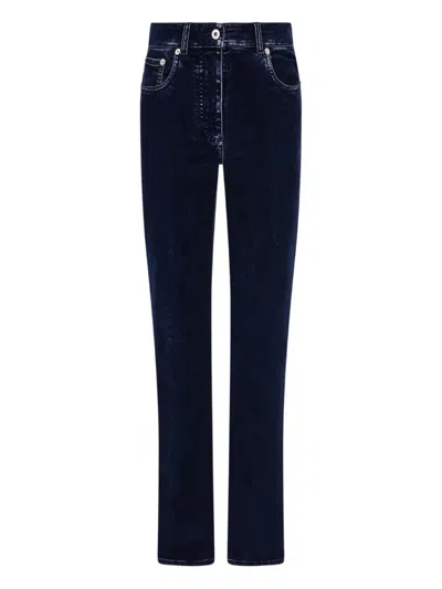 Ferragamo Flocked Five-pockets Trousers In Blue