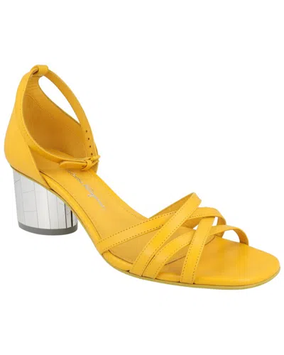 Ferragamo Flor 55 Leather Sandal In Yellow