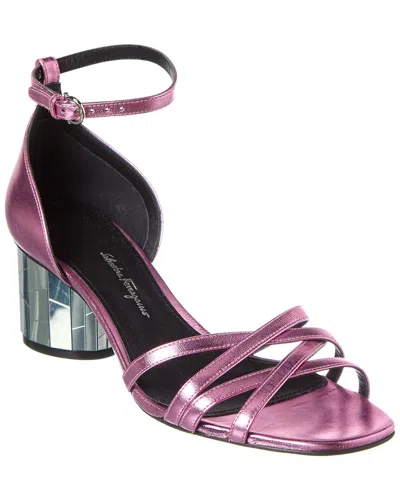 Ferragamo Mirrored 60mm Heel Sandals In Pink