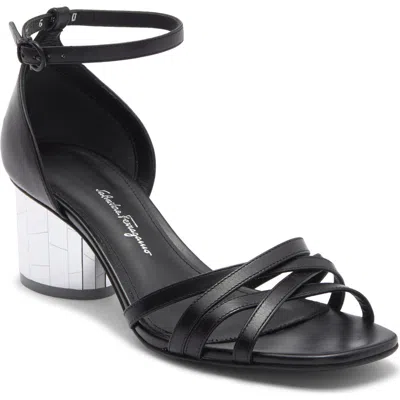 Ferragamo Floral 55 Sandal In Black