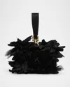 Ferragamo Floral Applique Leather Wristlet In Black