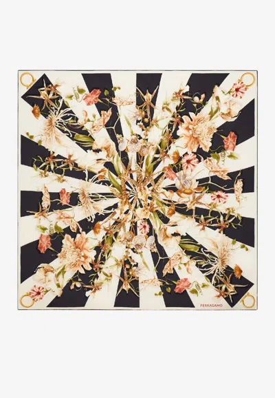 Ferragamo Floral Bloom Print Silk Scarf In Multi
