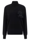 Ferragamo Floral Insert Sweater Sweaters And Cardigans Black In Black