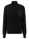 Ferragamo Floral Insert Sweater Sweaters And Cardigans Black In Black