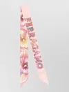 Ferragamo Floral Long Scarf Bandeau Pointed Ends In Pink