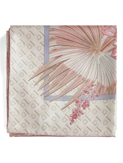 FERRAGAMO FLORAL-MOTIF SILK SCARF