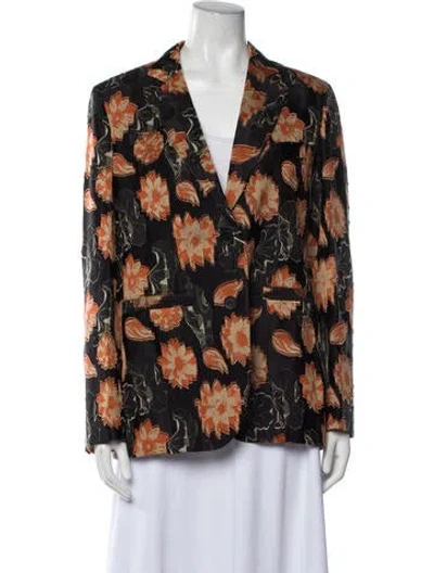 Pre-owned Ferragamo Floral Print Blazer In Black