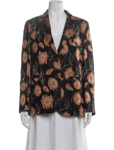 Pre-owned Ferragamo Floral Print Blazer W/ Tags In Black