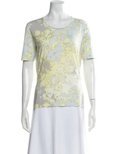 Pre-owned Ferragamo Floral Print Crew Neck T-shirt In Blue