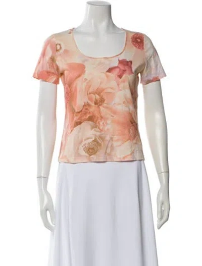 Pre-owned Ferragamo Floral Print Crew Neck T-shirt In Multi