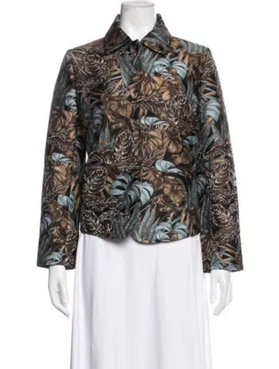 Pre-owned Ferragamo Floral Print Jacket In Brown