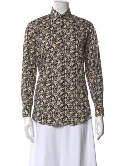Pre-owned Ferragamo Floral Print Long Sleeve Blouse In Multicolor