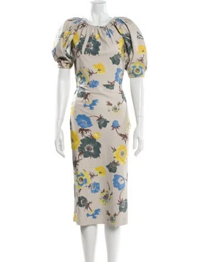 Pre-owned Ferragamo Floral Print Midi Length Dress