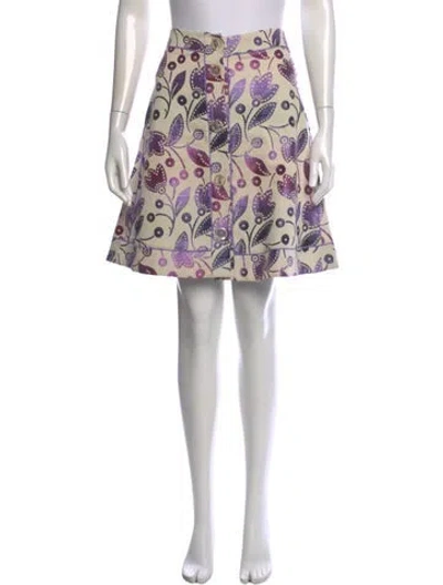 Pre-owned Ferragamo Floral Print Mini Skirt In Purple