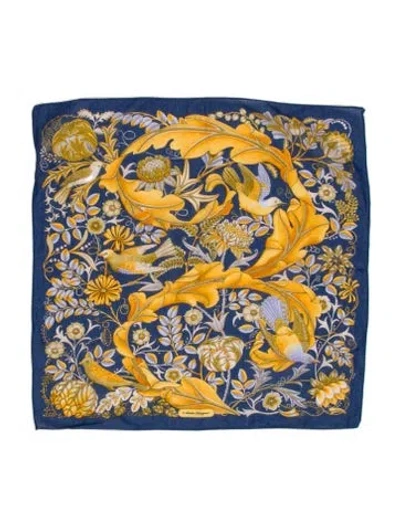Pre-owned Ferragamo Floral Print Scarf In Blue